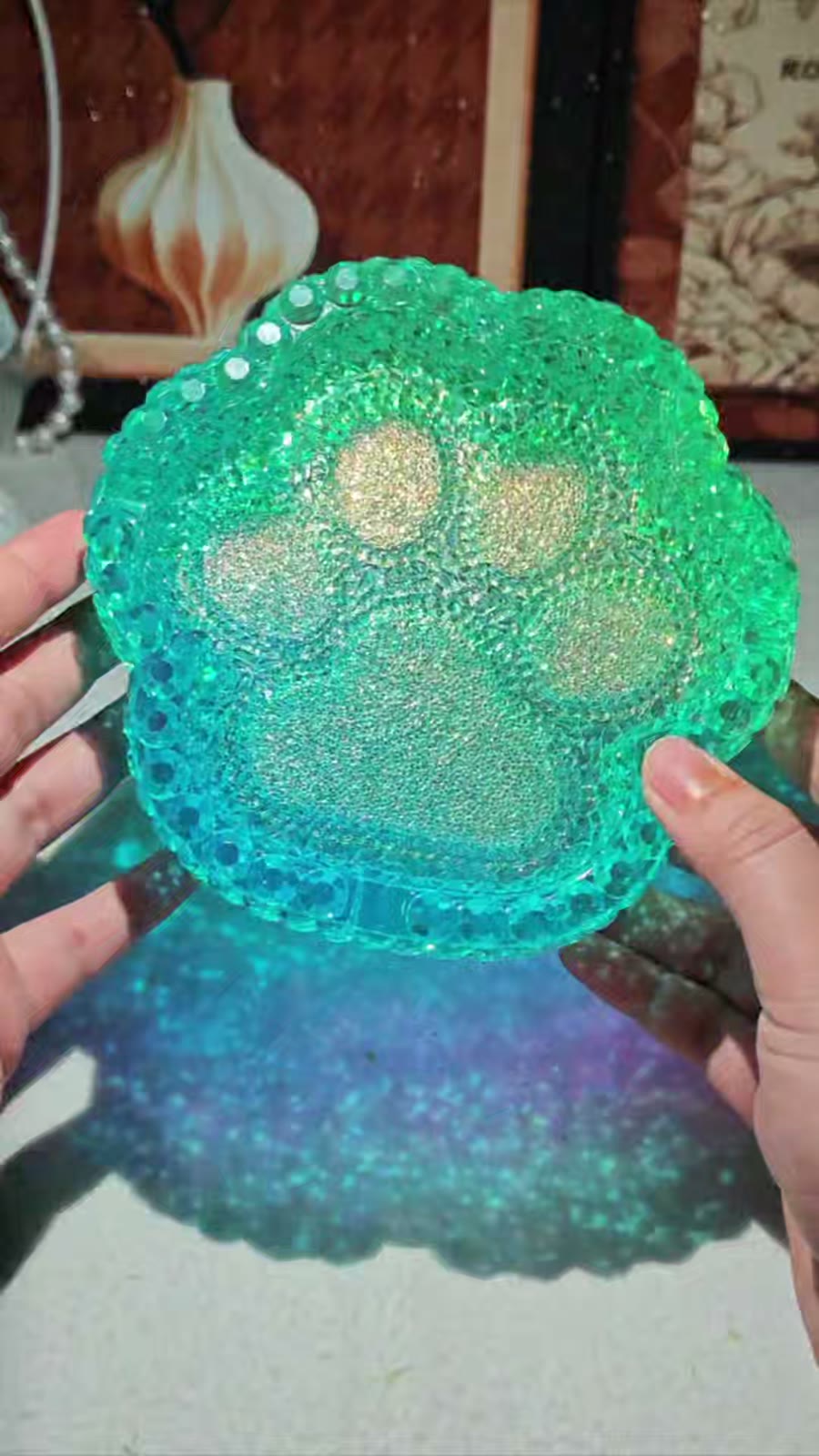 Oversized Groene Hars Katpoot Opbergtray