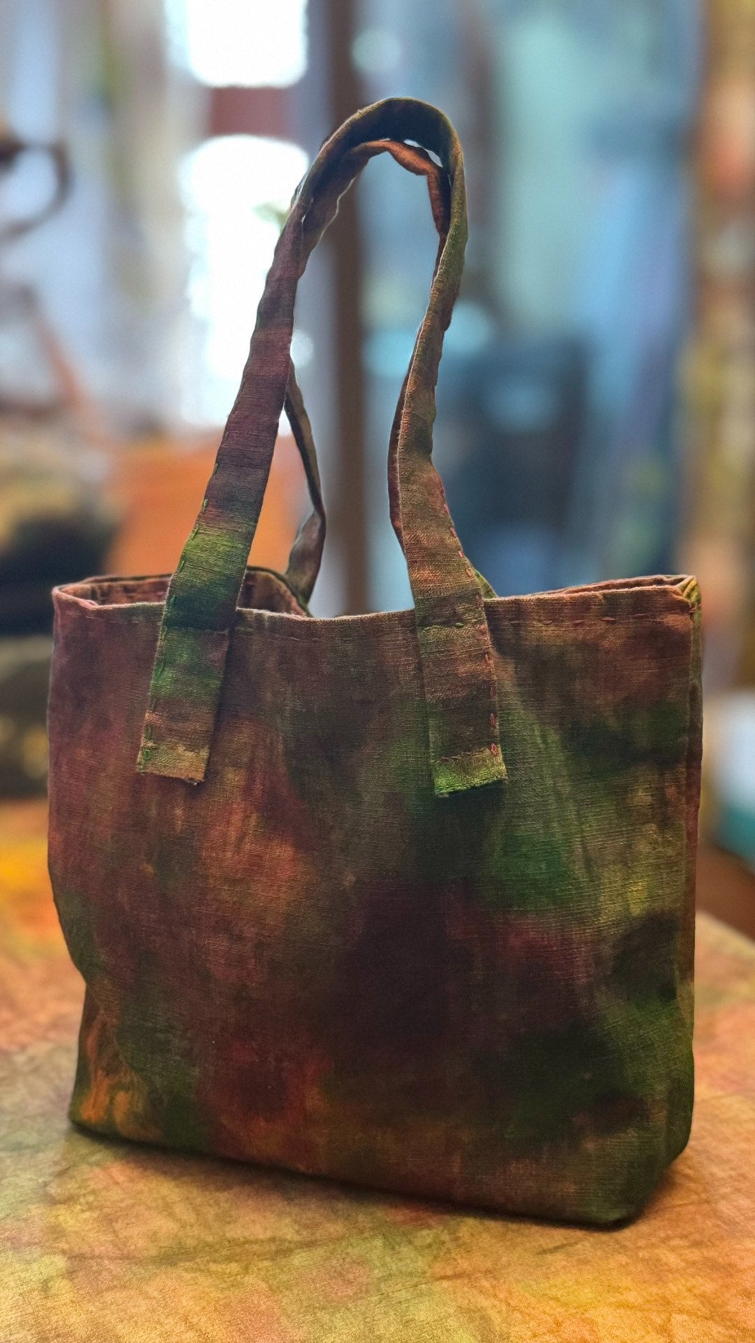 Handwoven Plant-Dyed Double-Layer Tote Bag