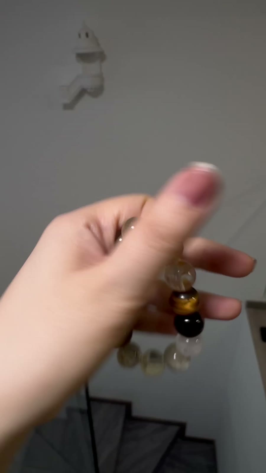 Mixed Crystal Beaded Bracelet with Cube Accent