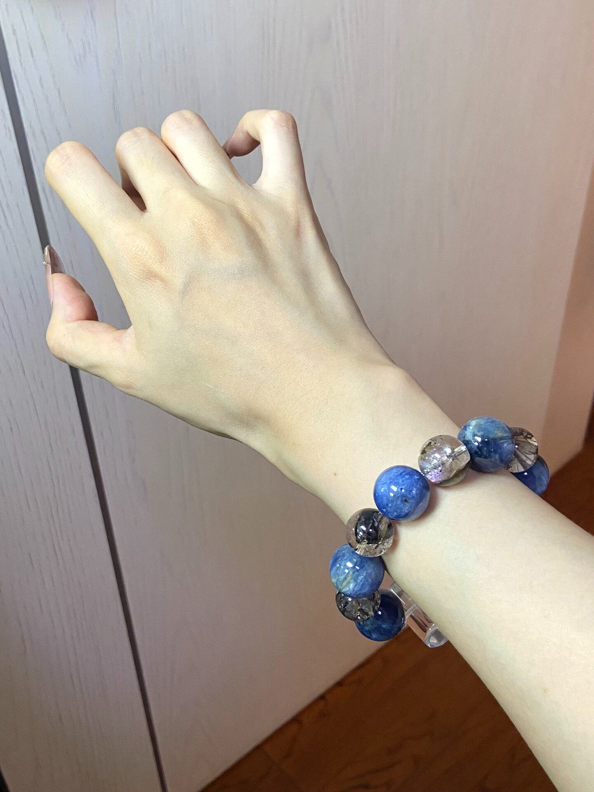 Black Phantom Quartz Kyanite Crystal Bracelet