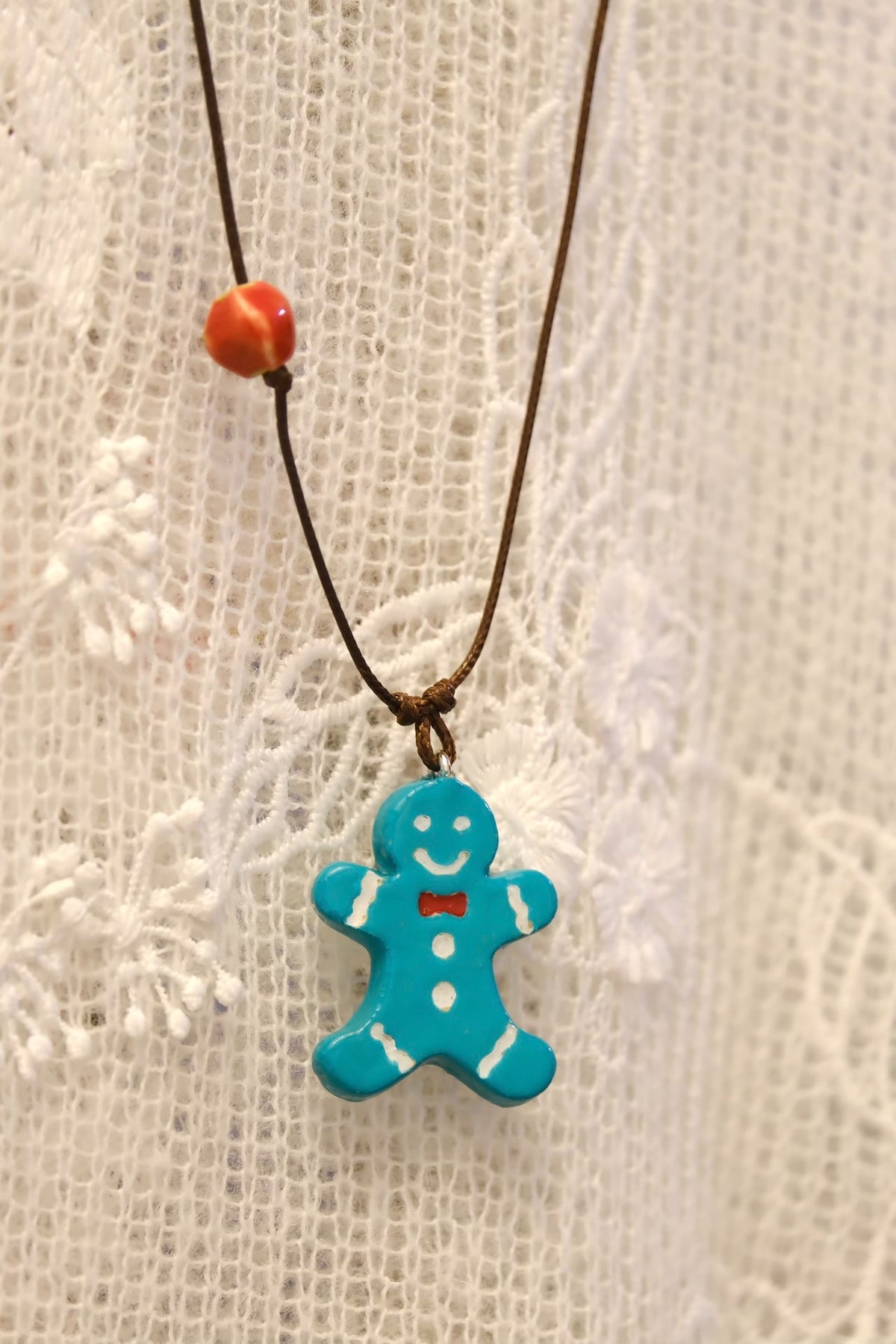 Collier pendentif bon d'épice bleu turquoise