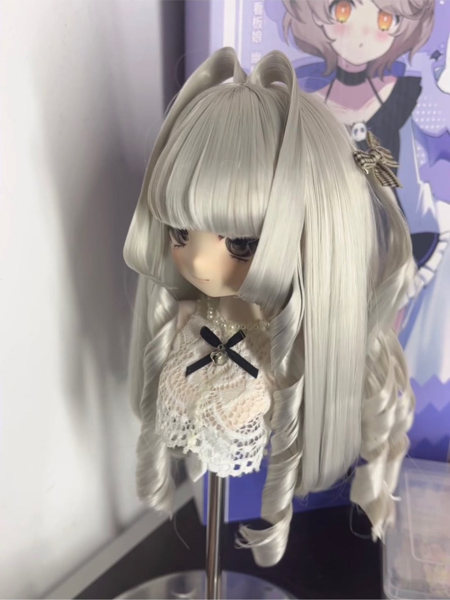 Doll Wig Silver Grey Twin Tail