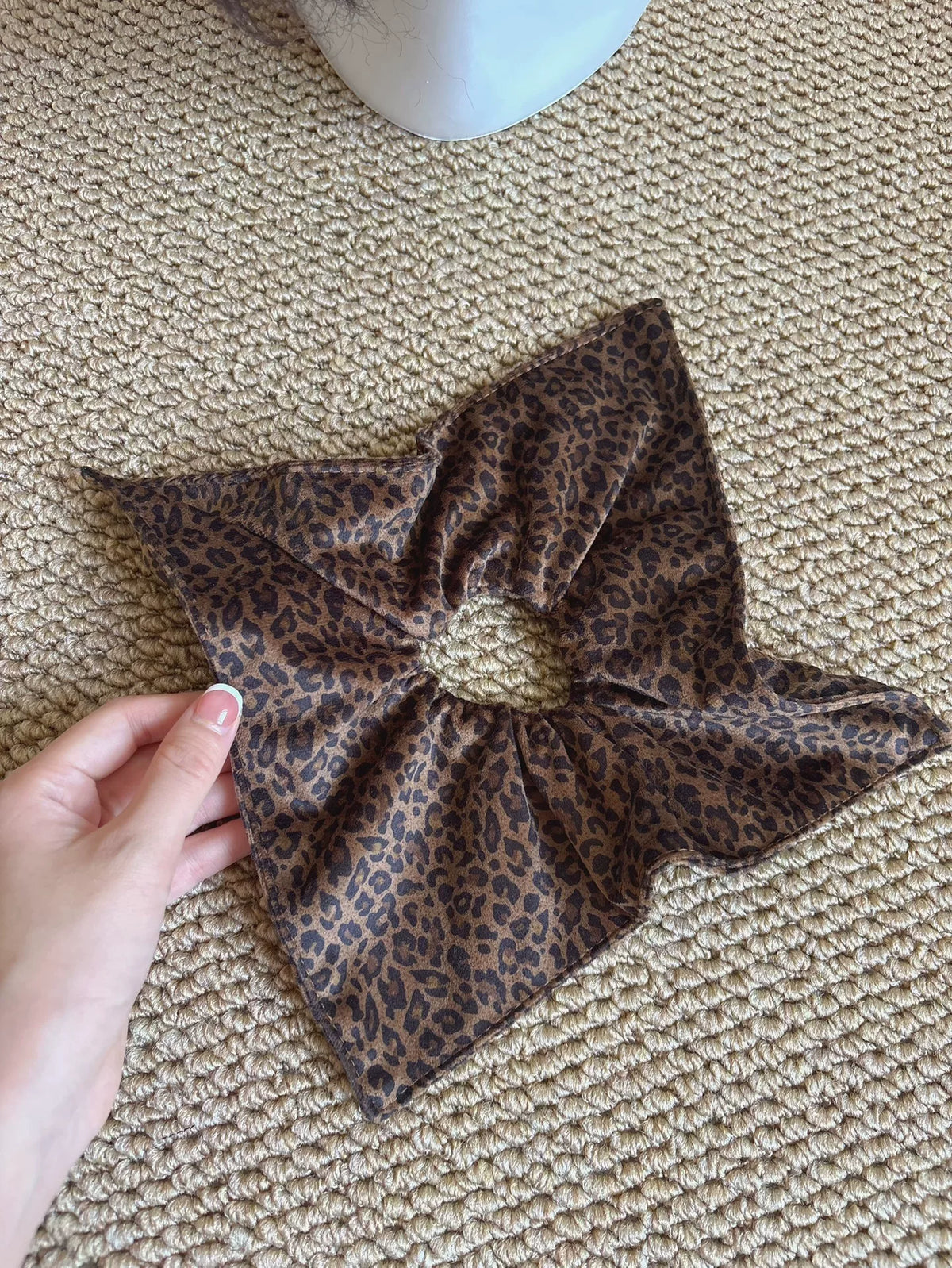 Baby Velvet Leopard Print Scarf Scrunchie