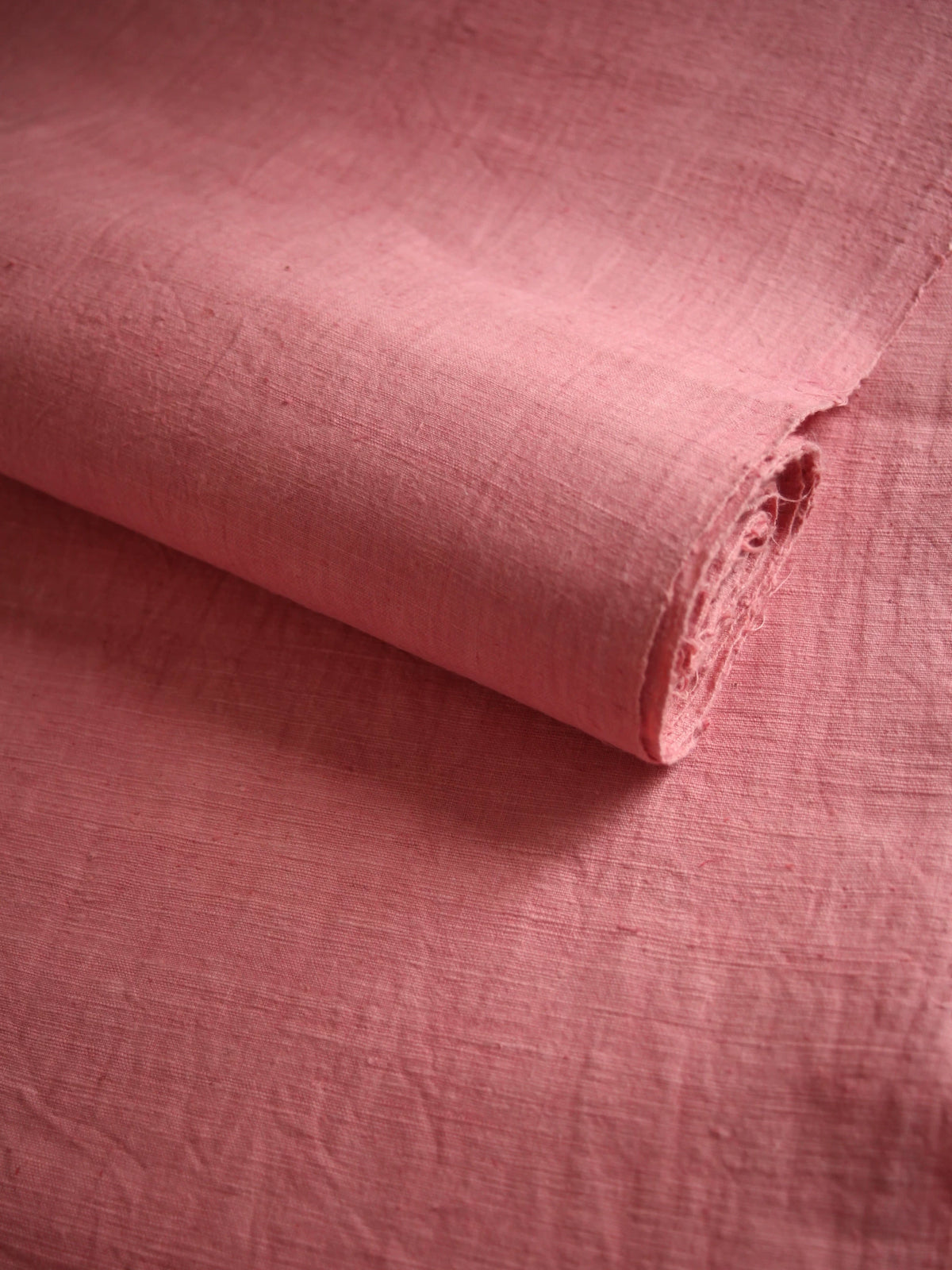 Tecido de Algodão Rosa Tingido com Sapan Tecido à Mão
