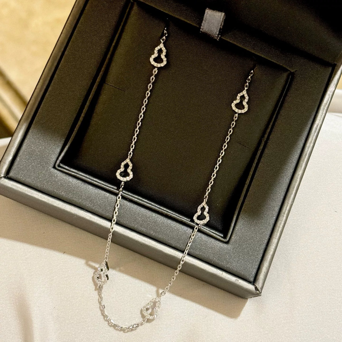 S925 Zilveren Gourd Ketting met Koolstofstenen