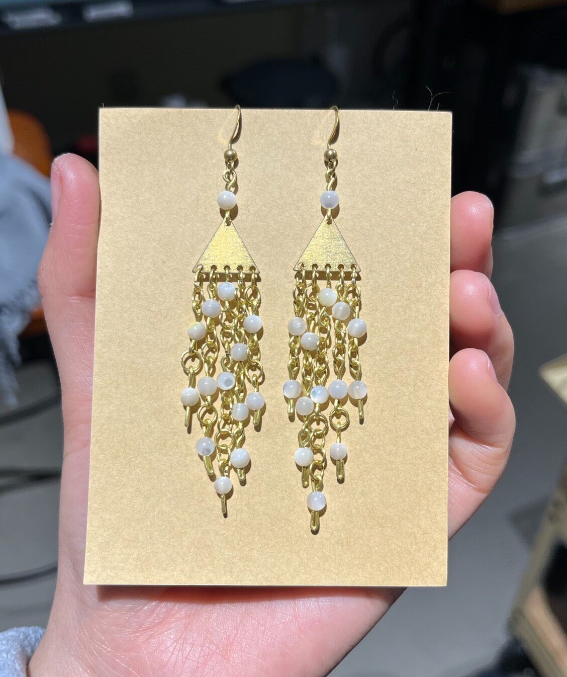 Handmade Butterfly Shell Tassel Earrings