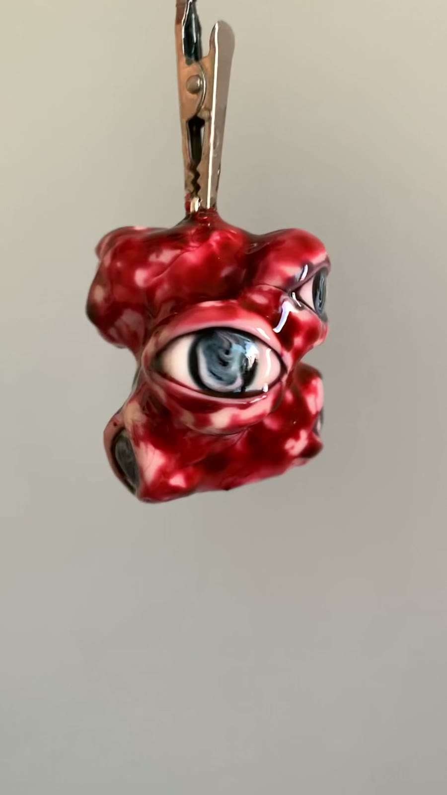 Handmade Clay Cthulhu Charm with Eyeballs