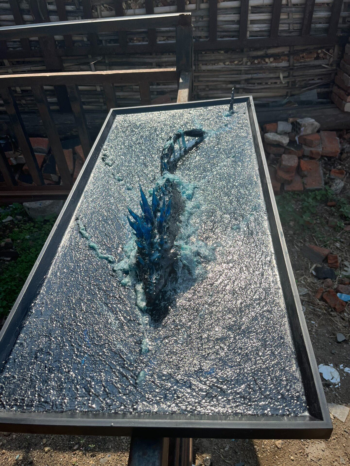 Godzilla Wall Hanging Diorama with Blue Light