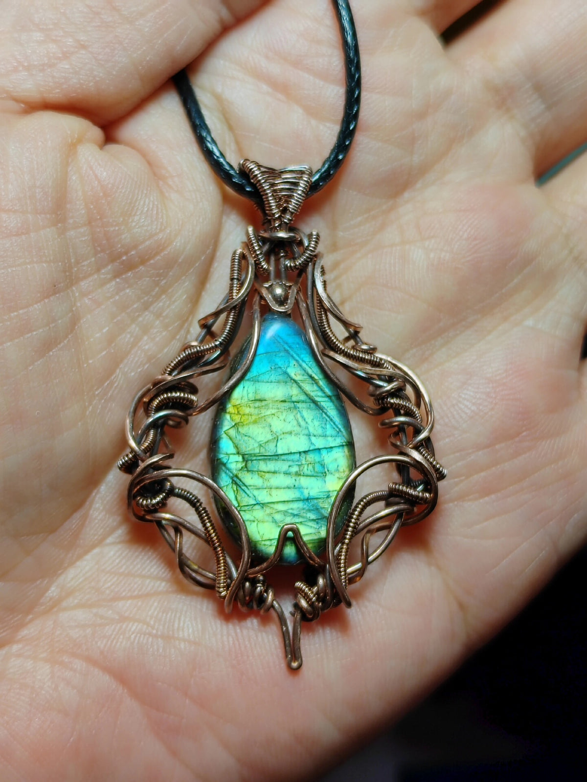 Labradorite Pendant Wire Wrapped Copper