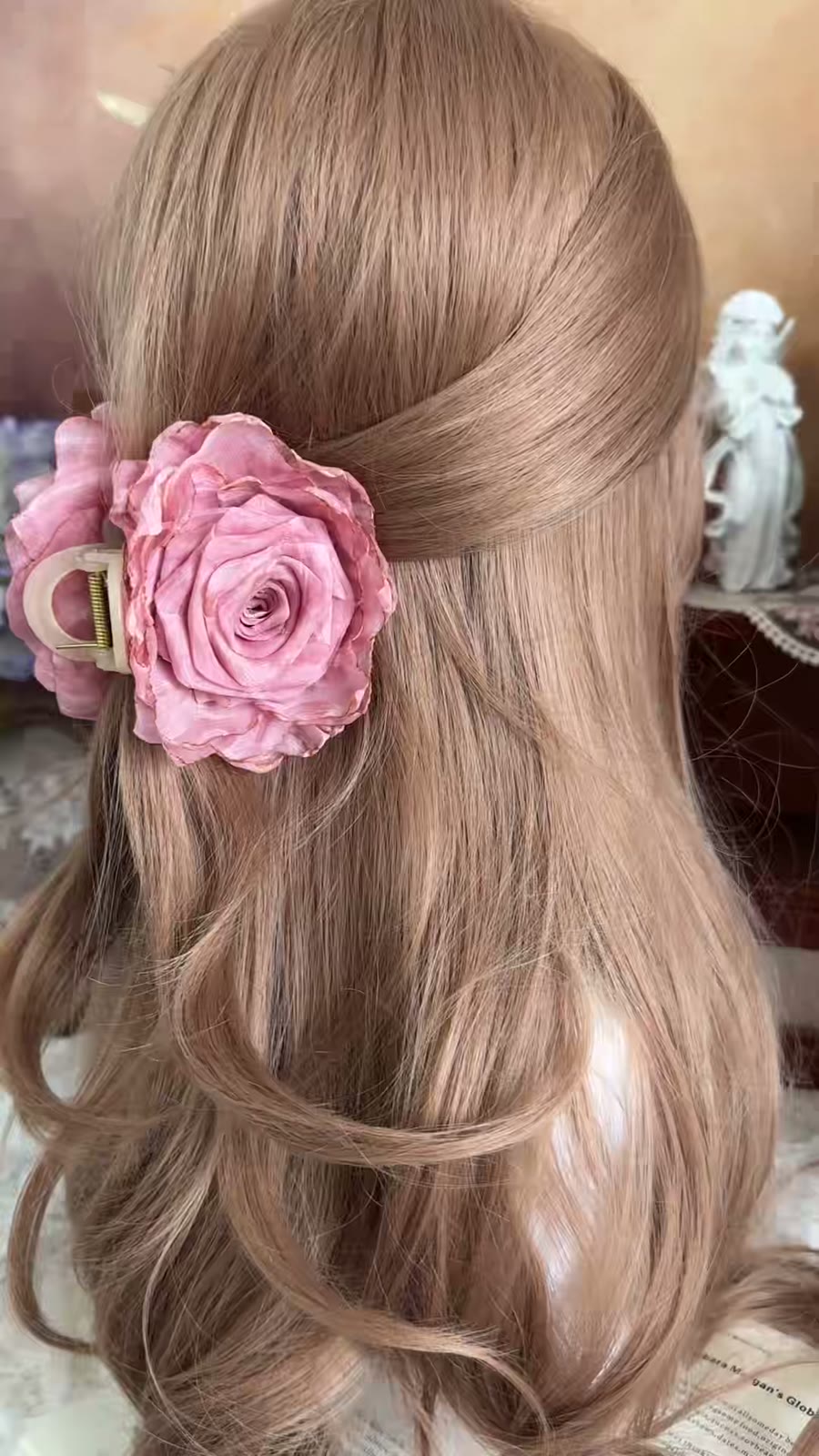 Handcrafted Fabric Rose Hair Claw Clip