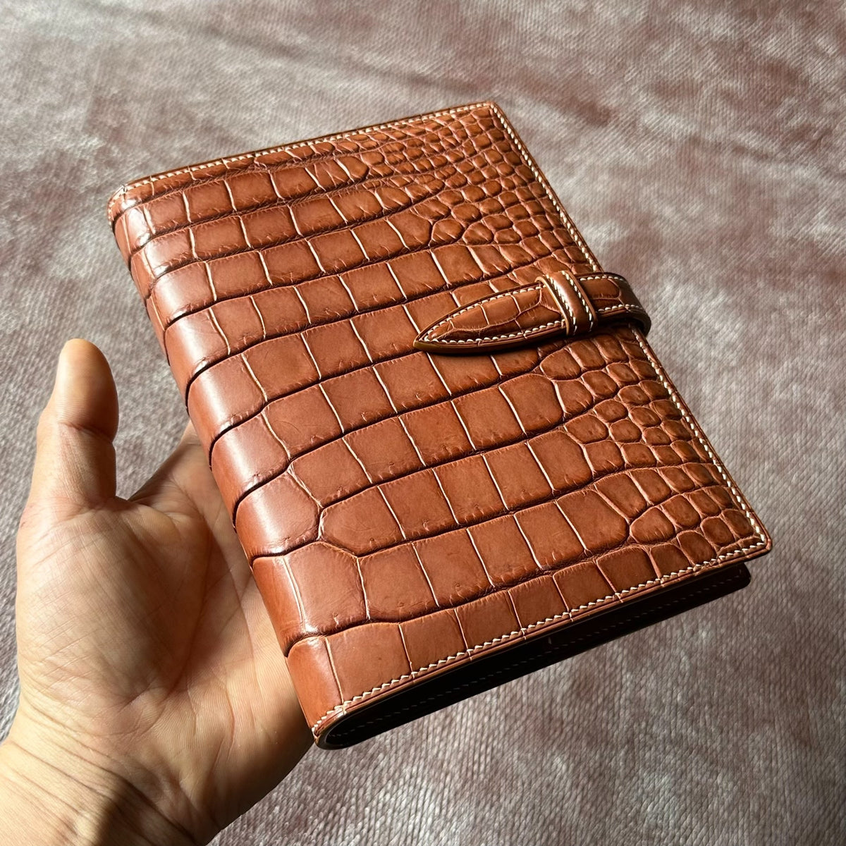 A6 Crocodile Leather Six Ring Binder