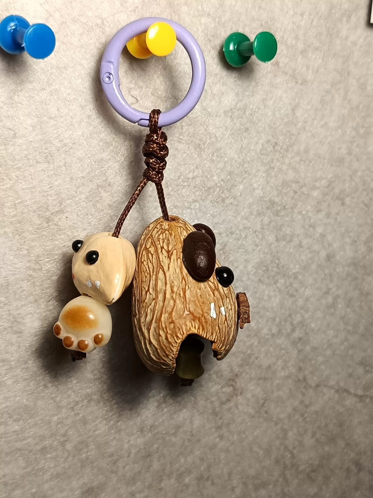 Handmade Walnut Shell Dog Rattle Pendant