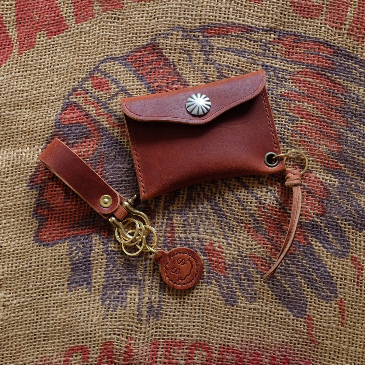 Leather Card Holder and Coin Pouch with Keyring