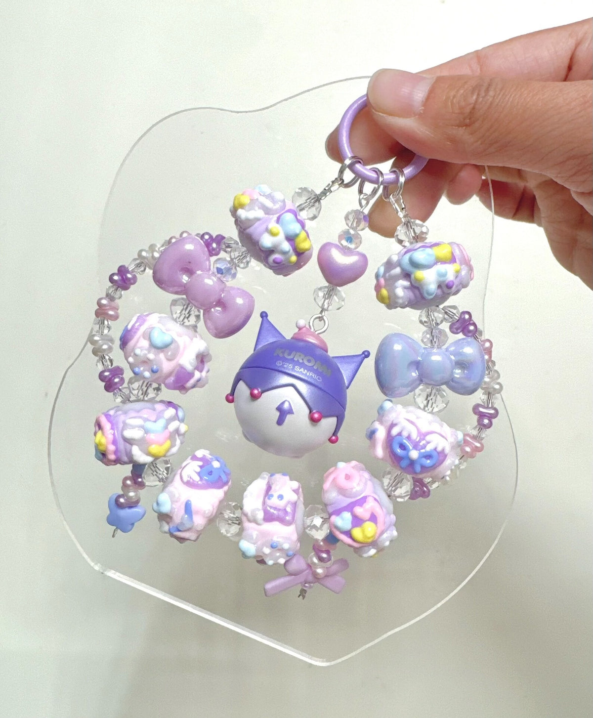 Kuromi Round Puffy Phone Strap Charm