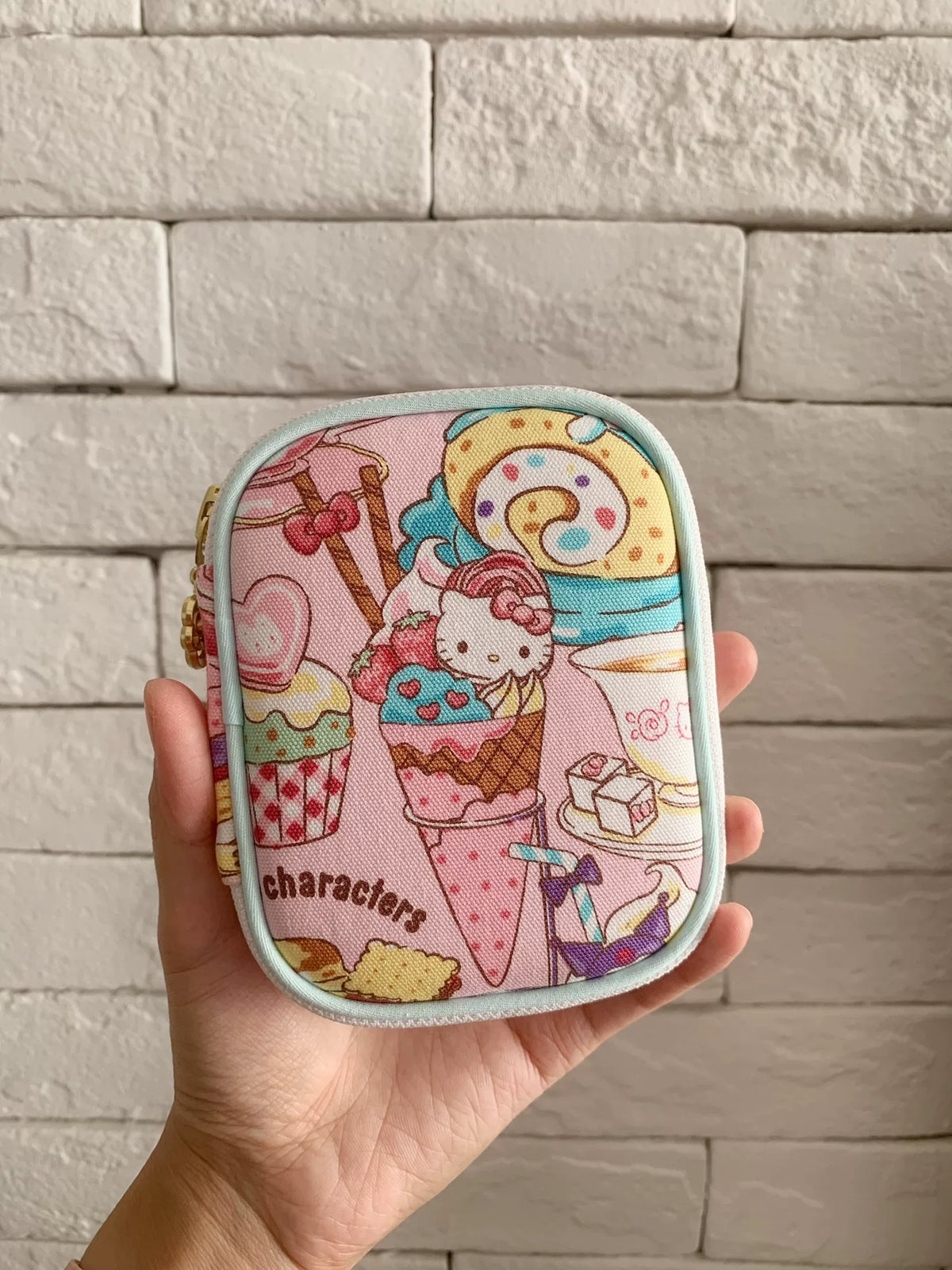 Pochethette zippée en toile Oxford imprimée