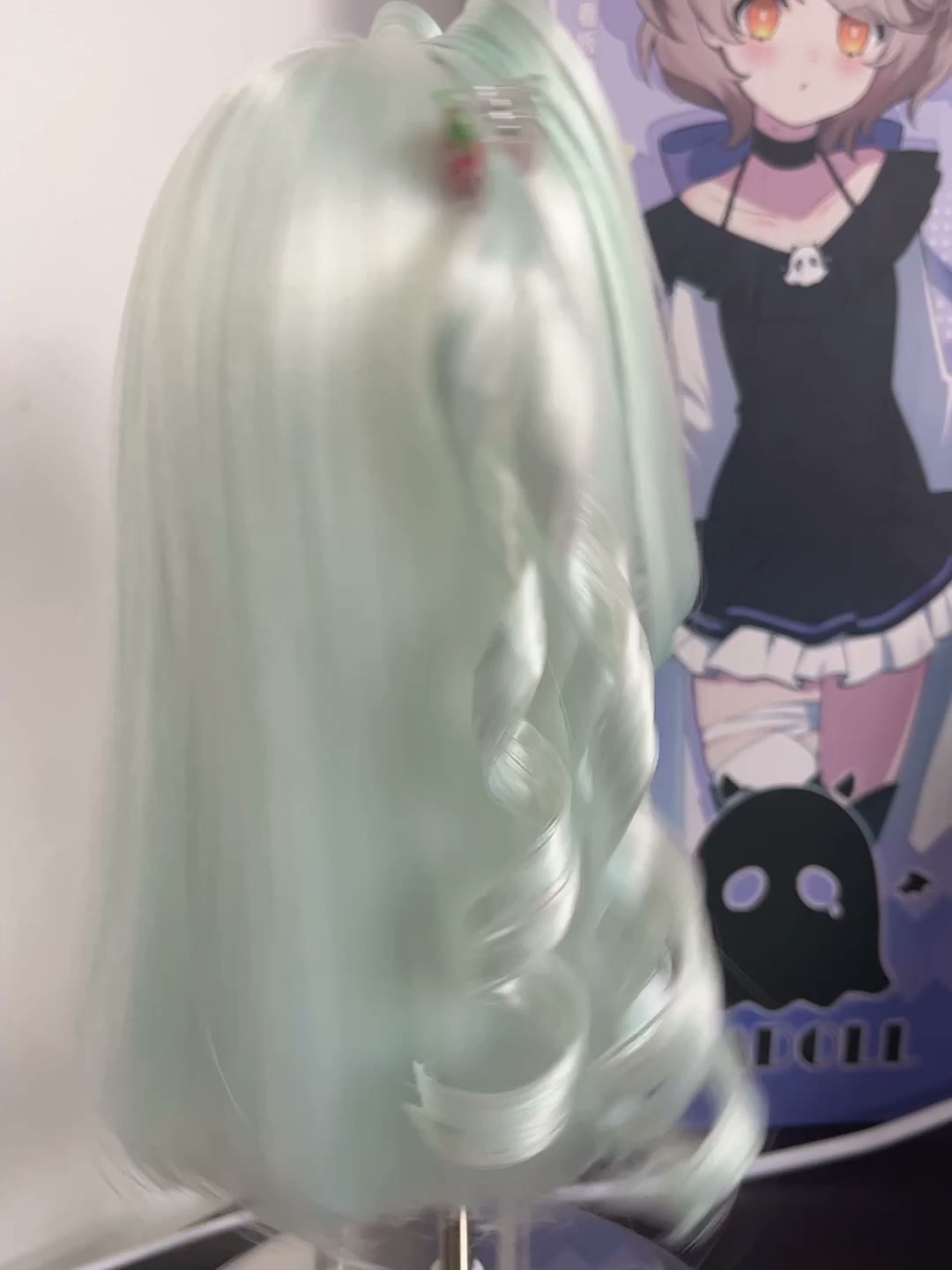 Doll Wig Pastel Mint Twin Tails