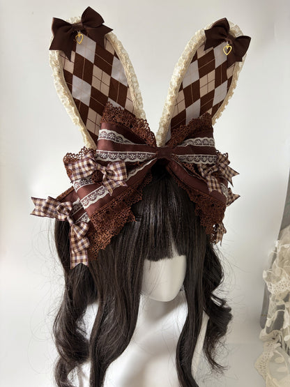 Chocolate Brown Rabbit Ear Bow Lolita Headband