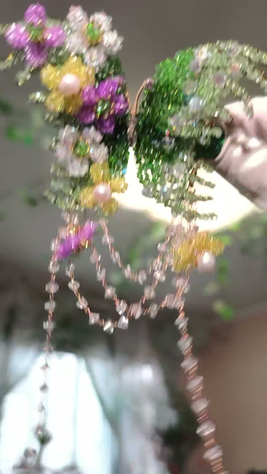 Handcrafted Crystal Leaf Hair Accessory with Pearl Flowers