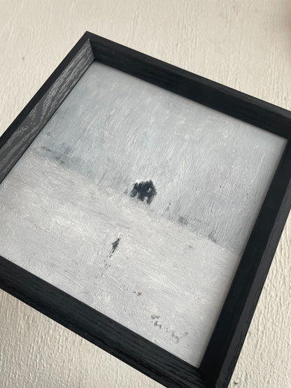 Hand-Painted Oil Artwork 20x20cm Canvas in 25x25cm Black Frame