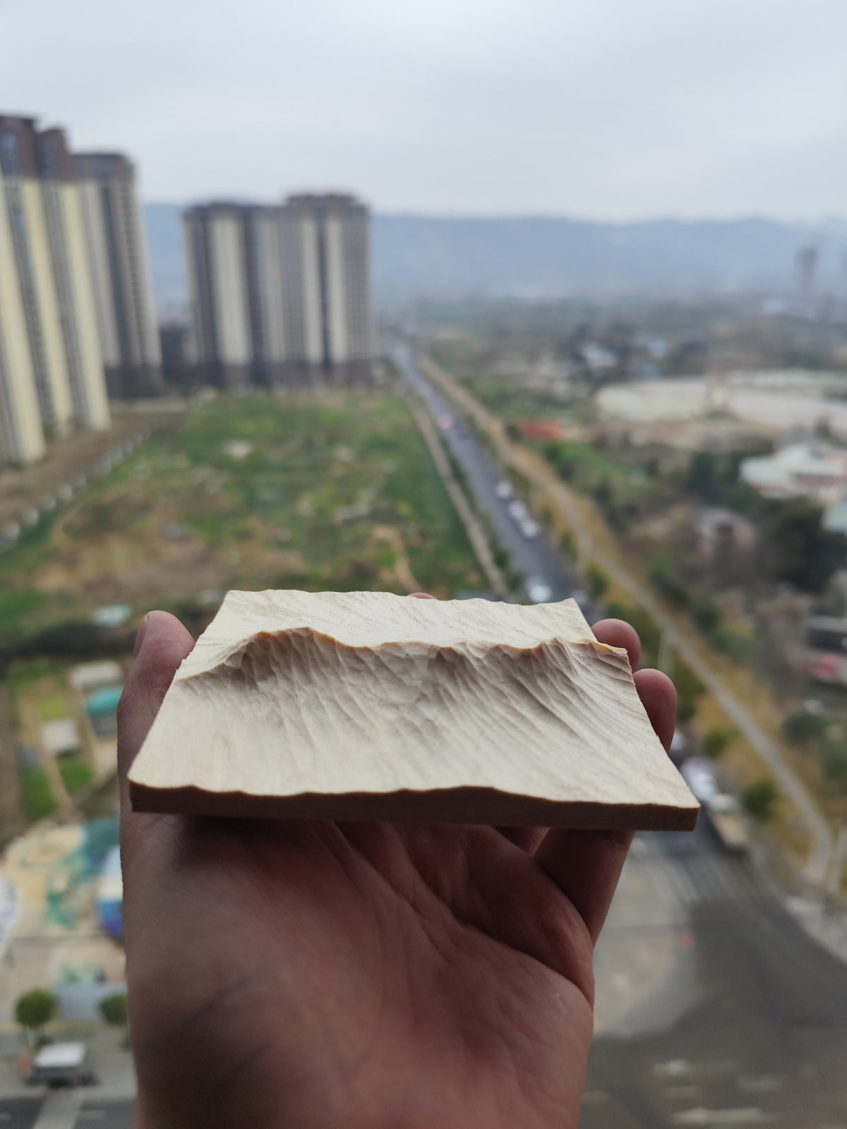 Handcrafted Basswood Mountain Relief Carving