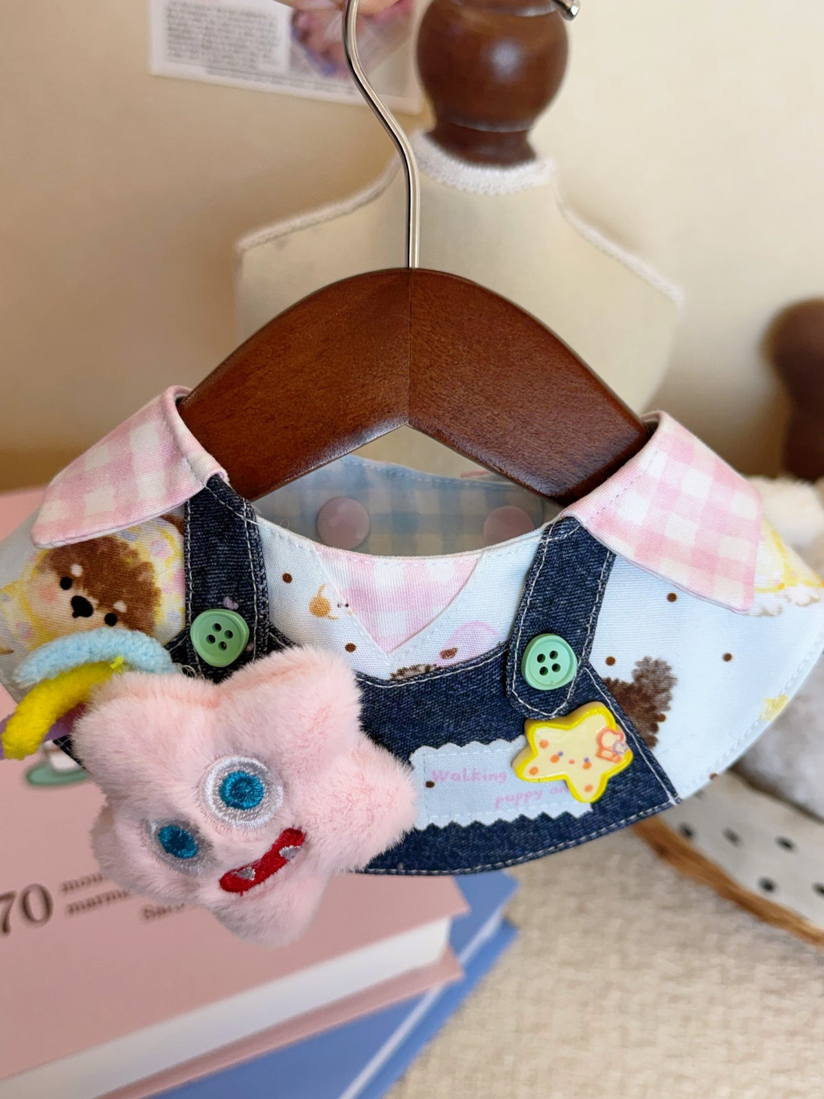 Pink Plush Star Pet Bib