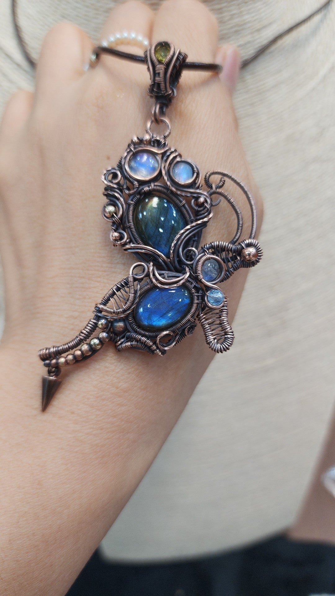 Wirewrapped Labradorite Teardrop Pendant Necklace