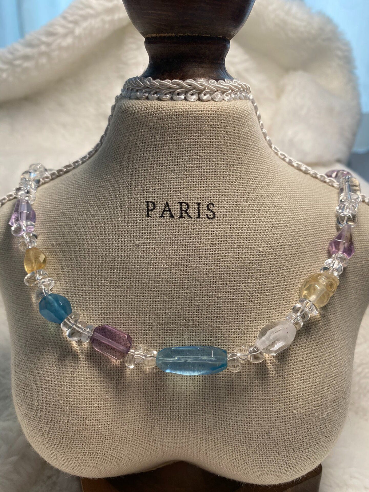 Mixed Gemstone Beaded Necklace Natural Crystals