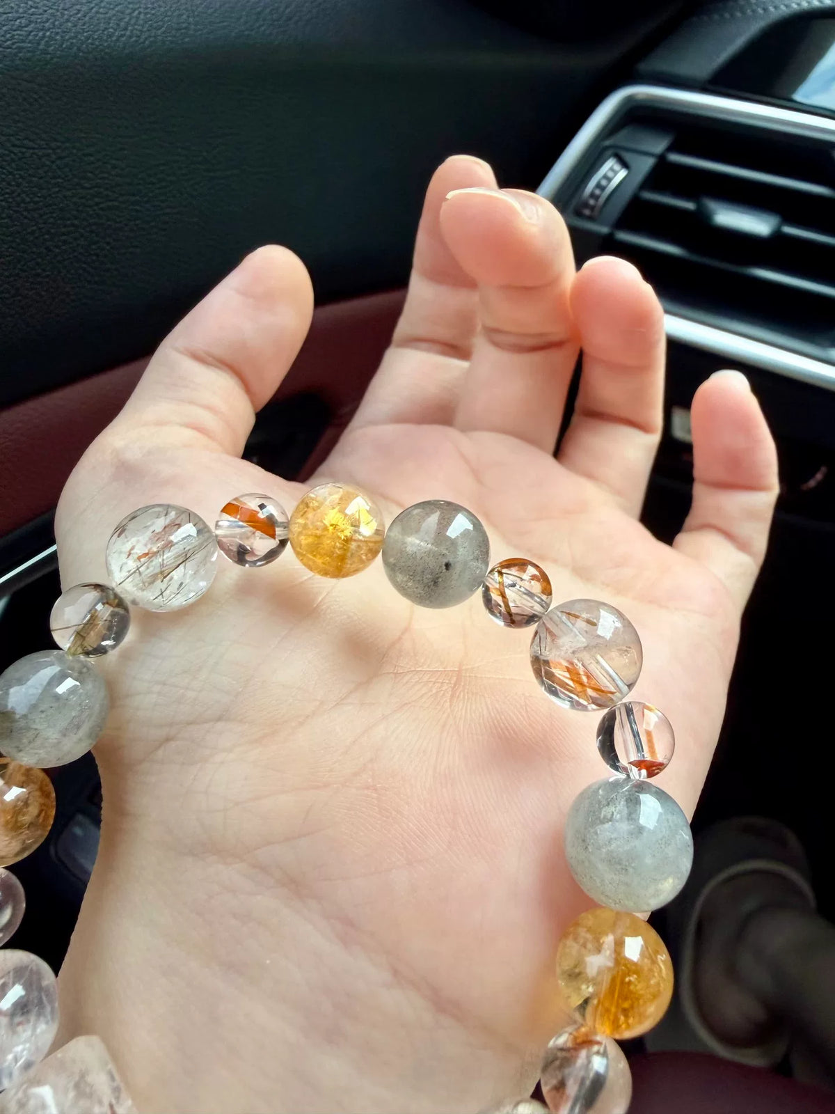 Bracciale a grani in cristallo e gemme multicolori 16 cm