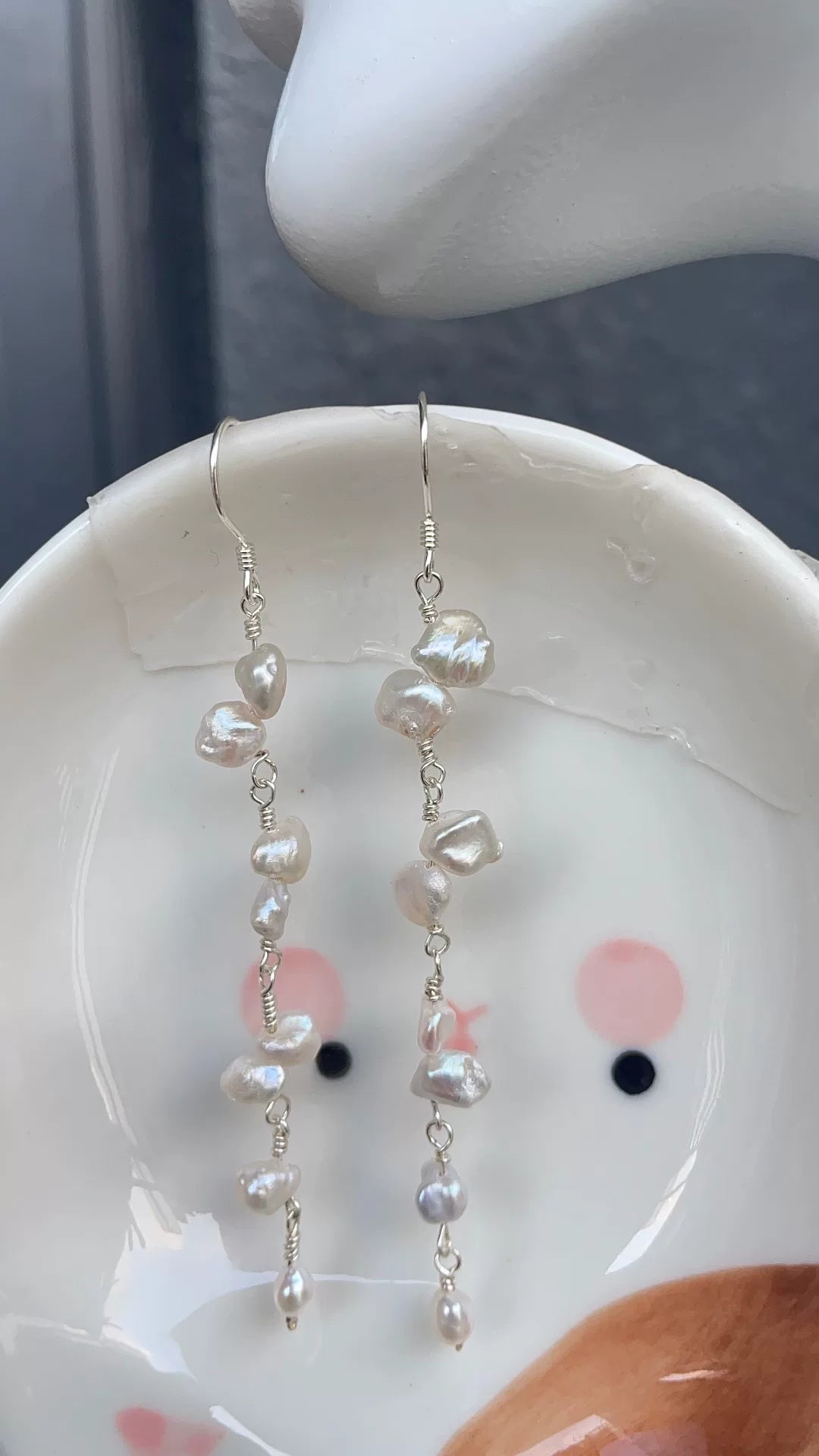 Pendientes de perlas de agua dulce barrocas hechos a mano