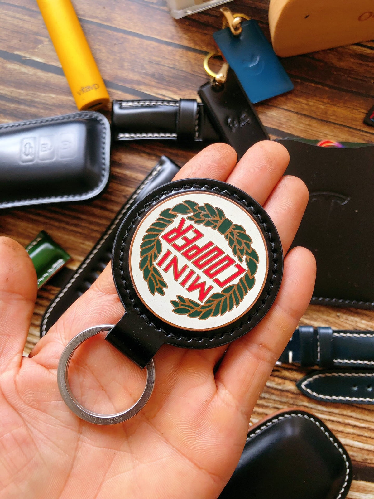 Mini Cooper Keychain Shinki Cordovan Leather