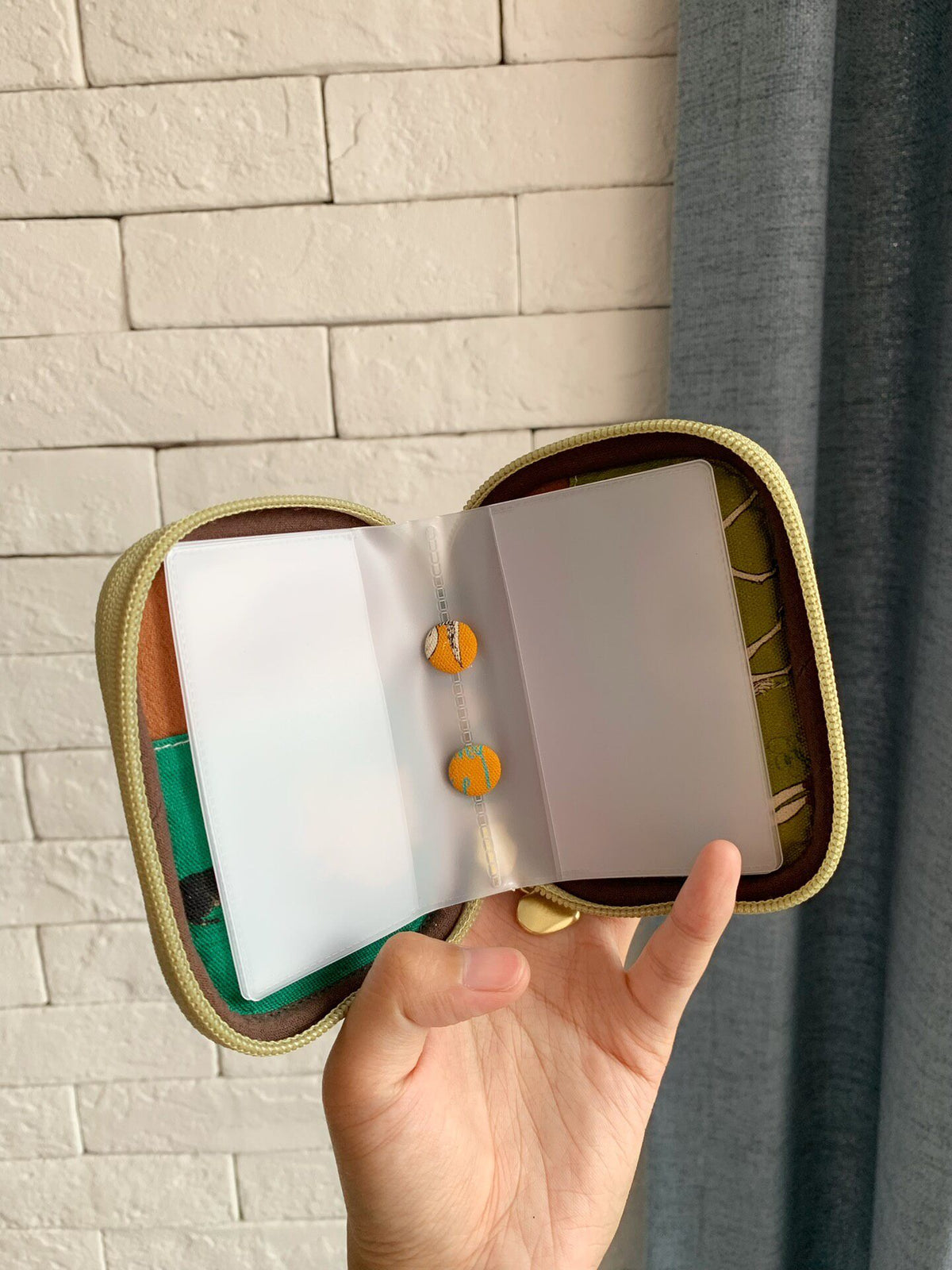 Book-Shaped Zippered Pouch with Vintage Illustration