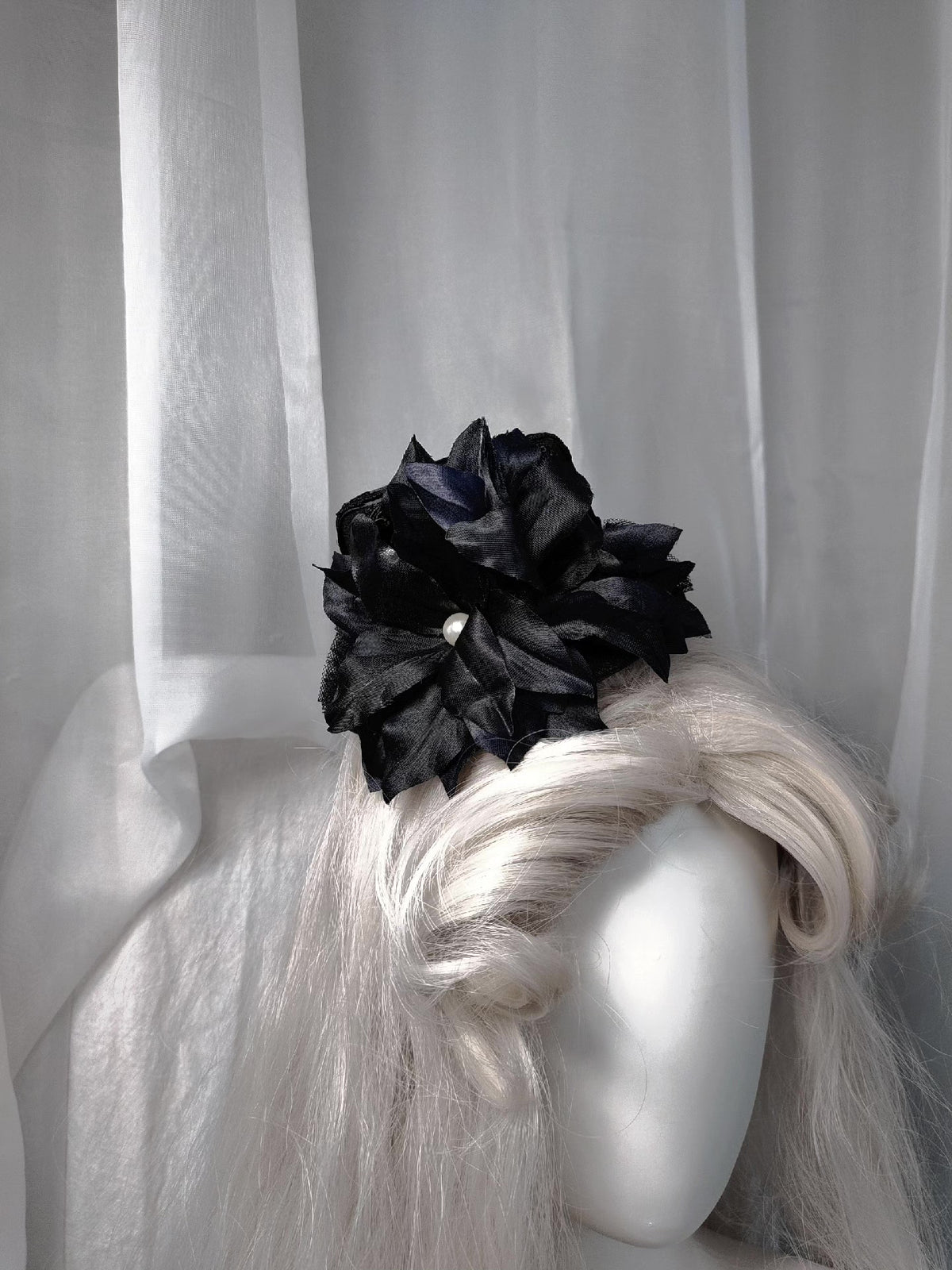 Gothic Floral Fascinator with Pearl Bead