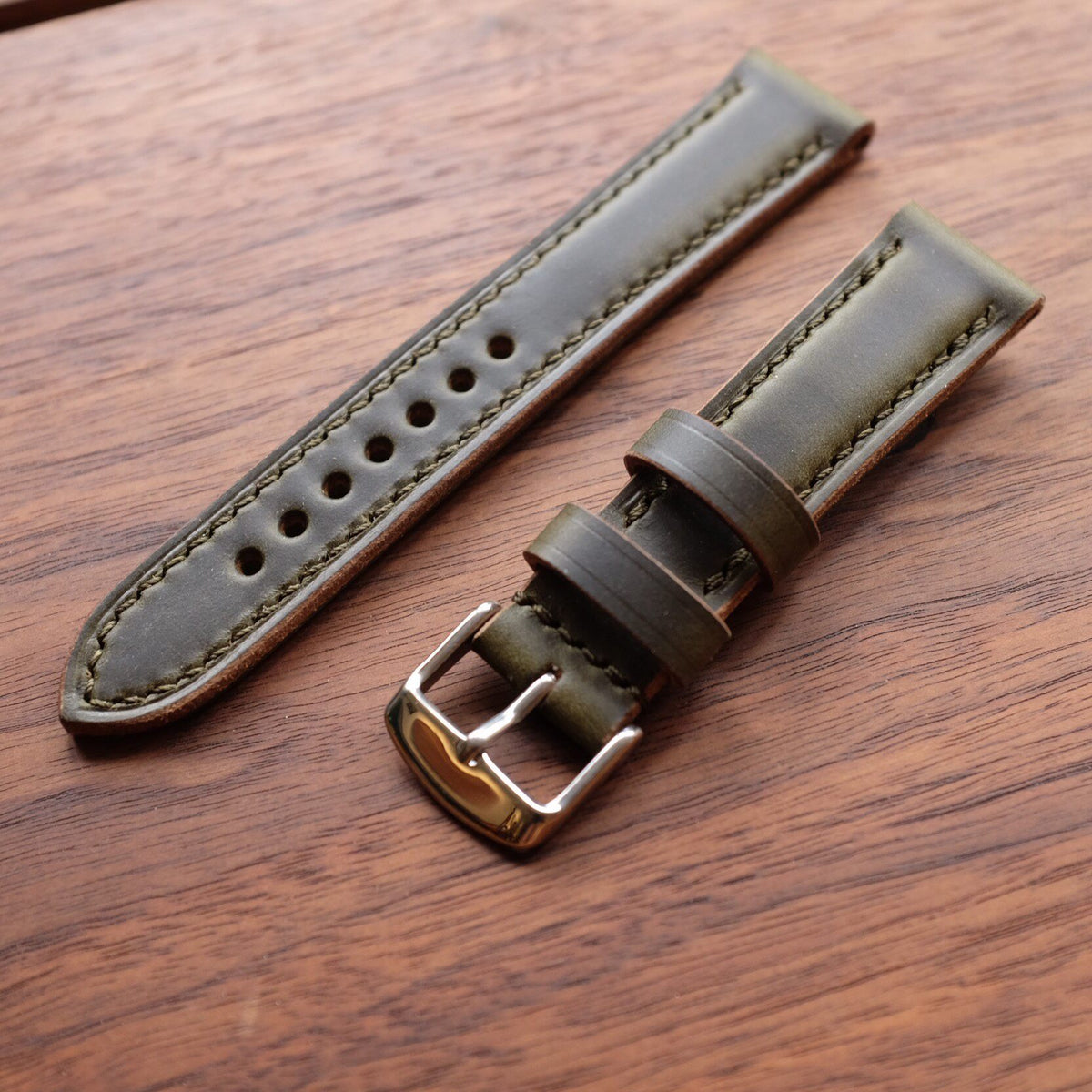 Horween Leather Watch Strap Dark Green