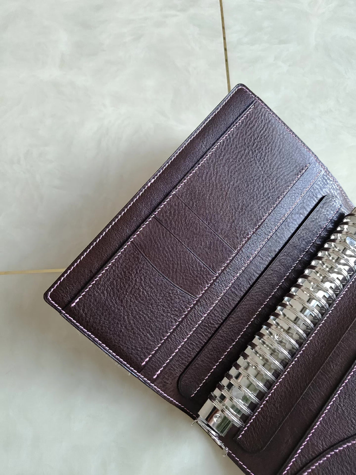 A5 Pink Leather Loose Leaf Notebook