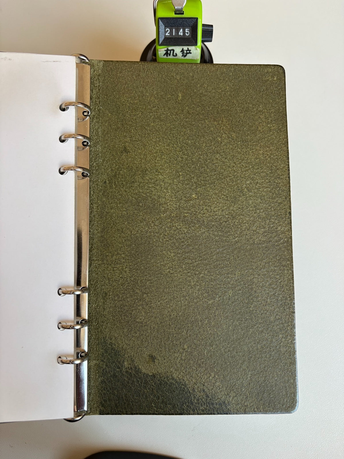 Handmade A5 Ring Binder Cover Olive Green