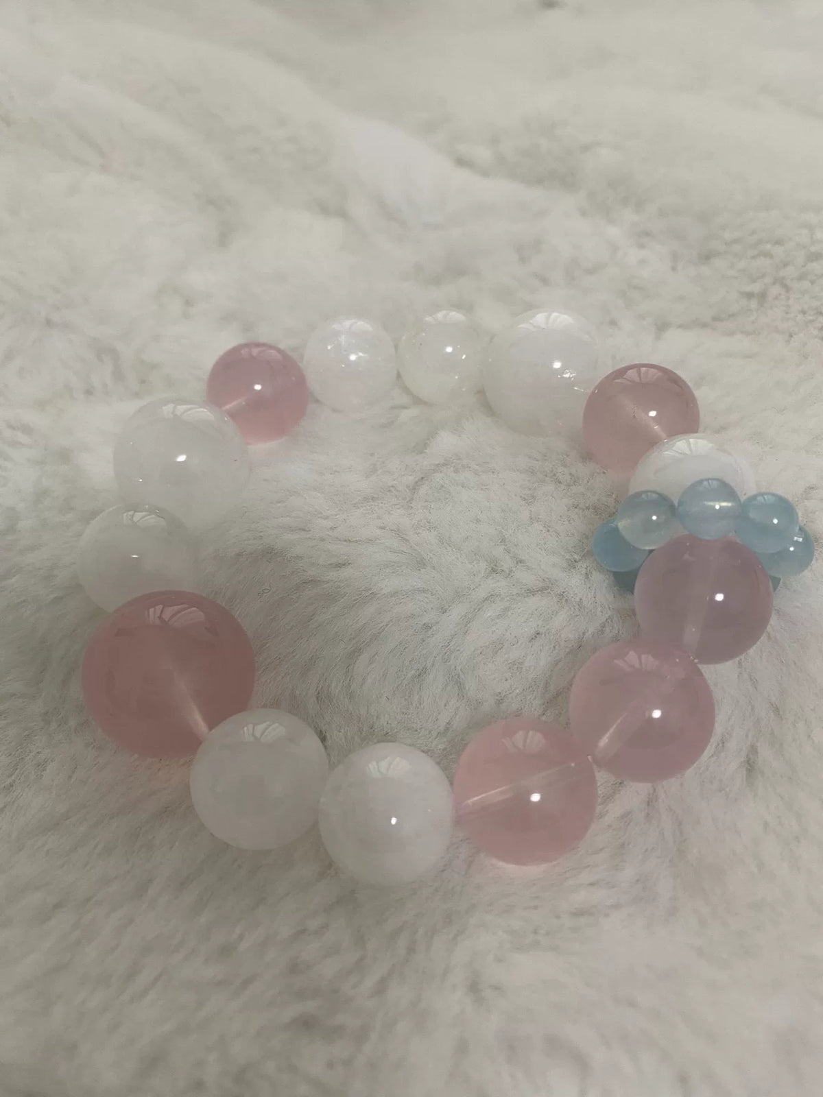 Rosenquarz Weißes Phantom Perlenarmband