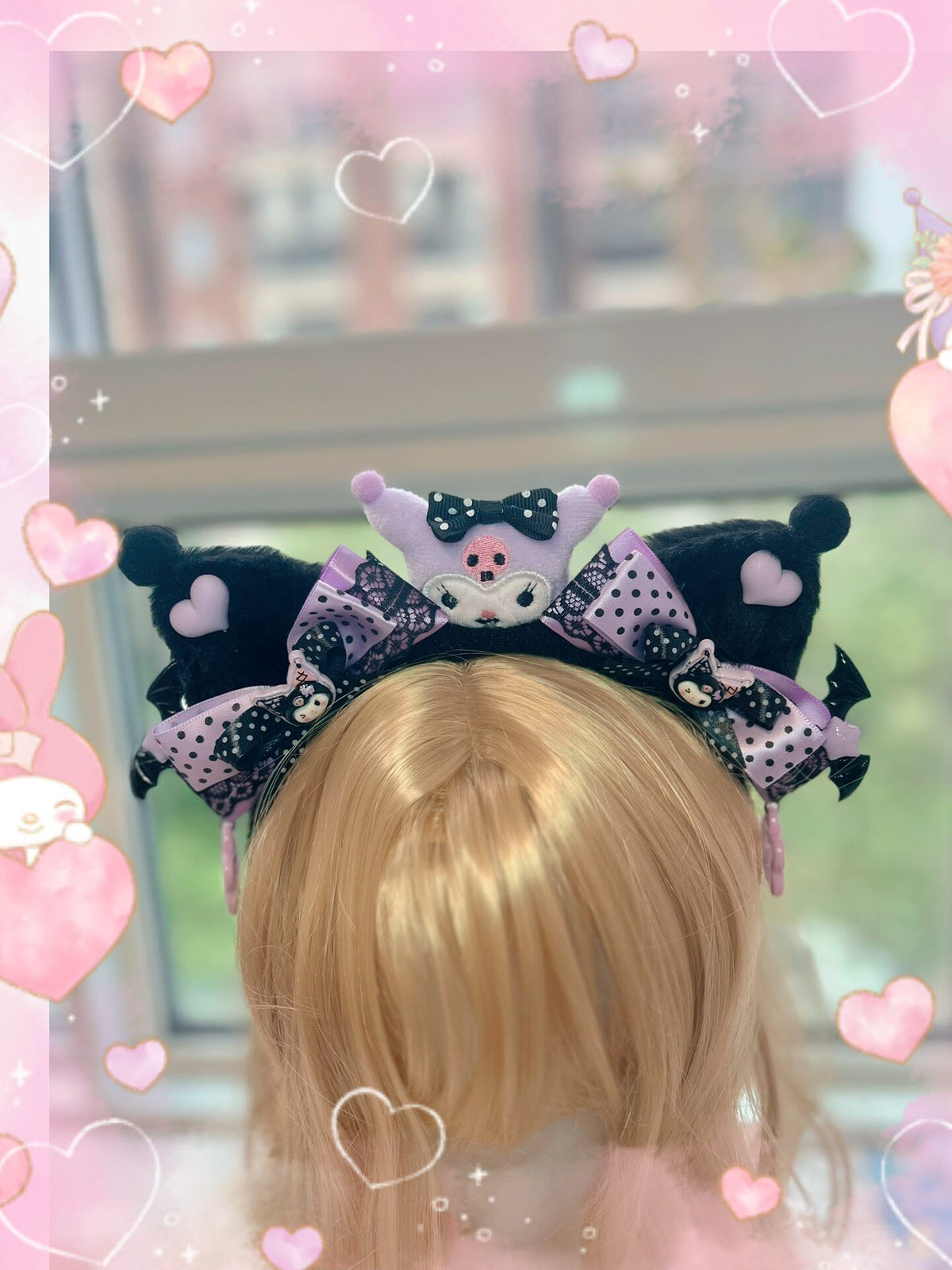 Gothic Kawaii Plush Bow Character Headband