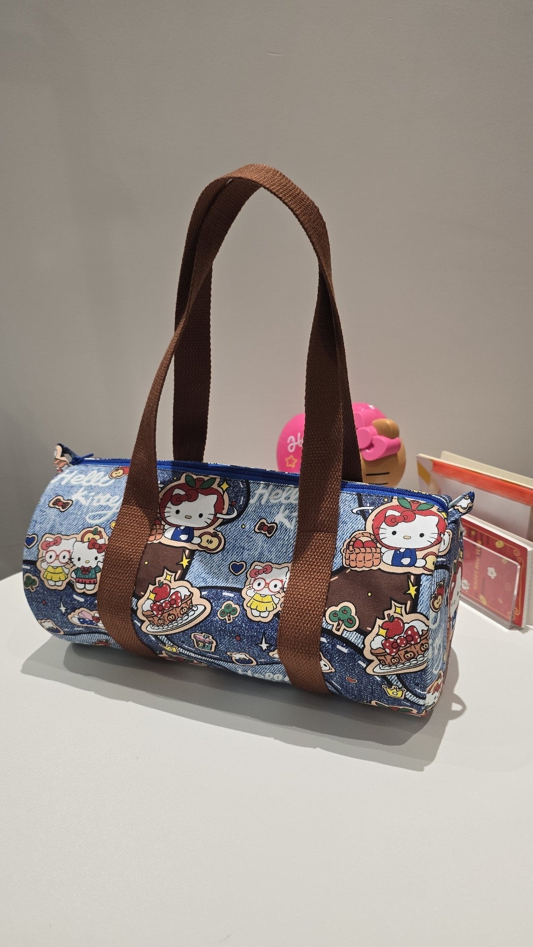 Hello Kitty Denim Cylinder Handbag