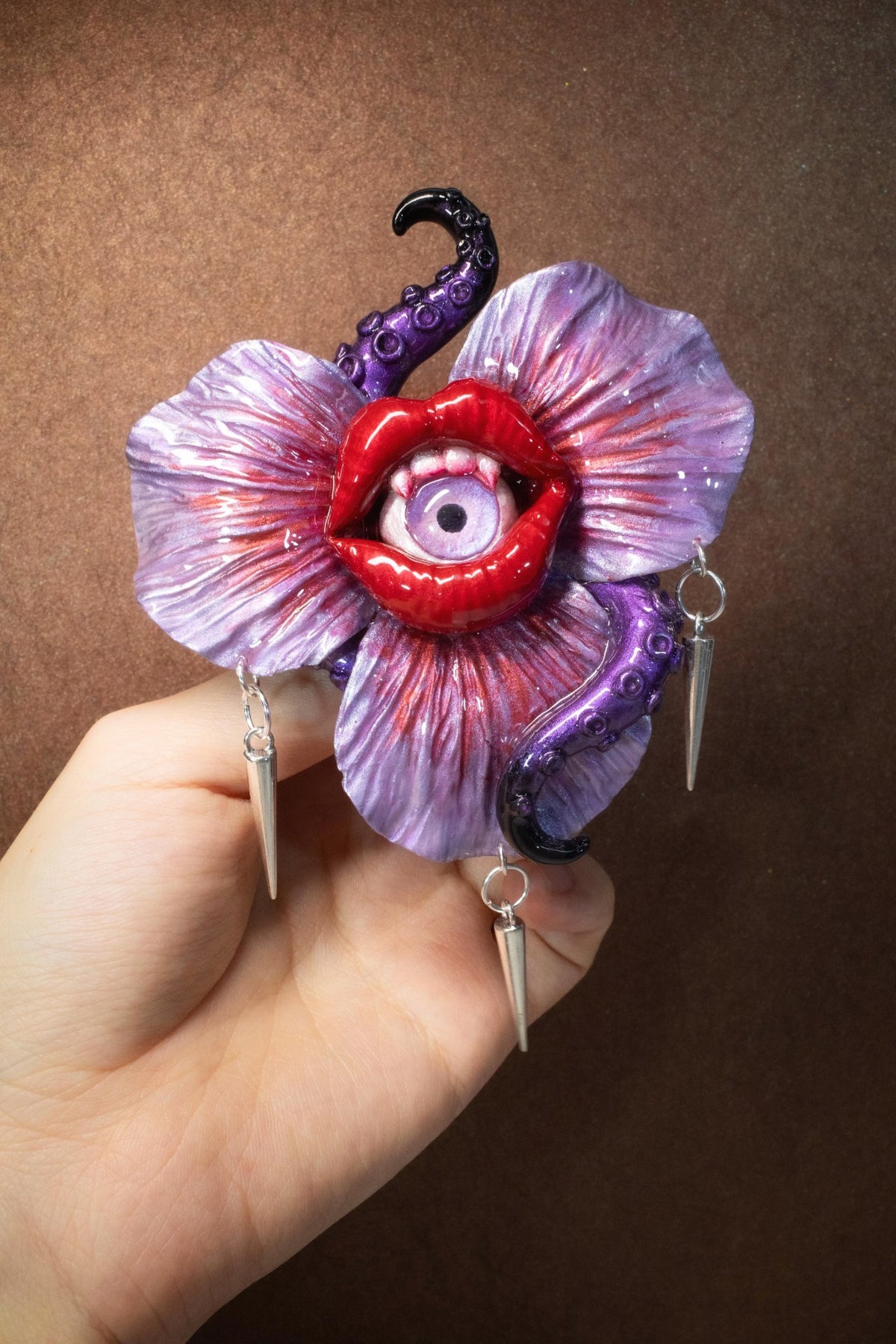 Gothic Tentacle Eye Lips Pendant Necklace