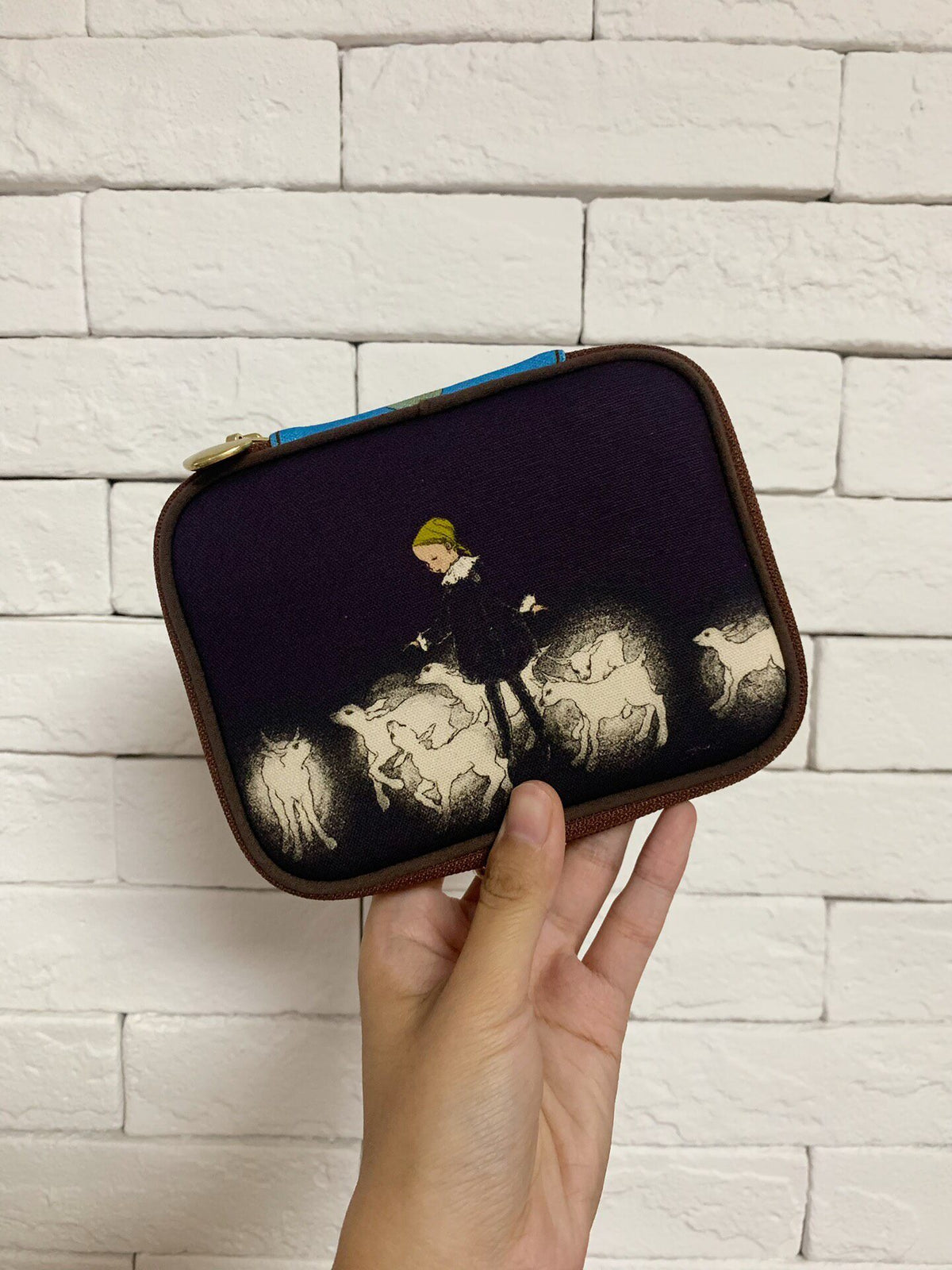 Fabric Pouch with Elephant Illustration