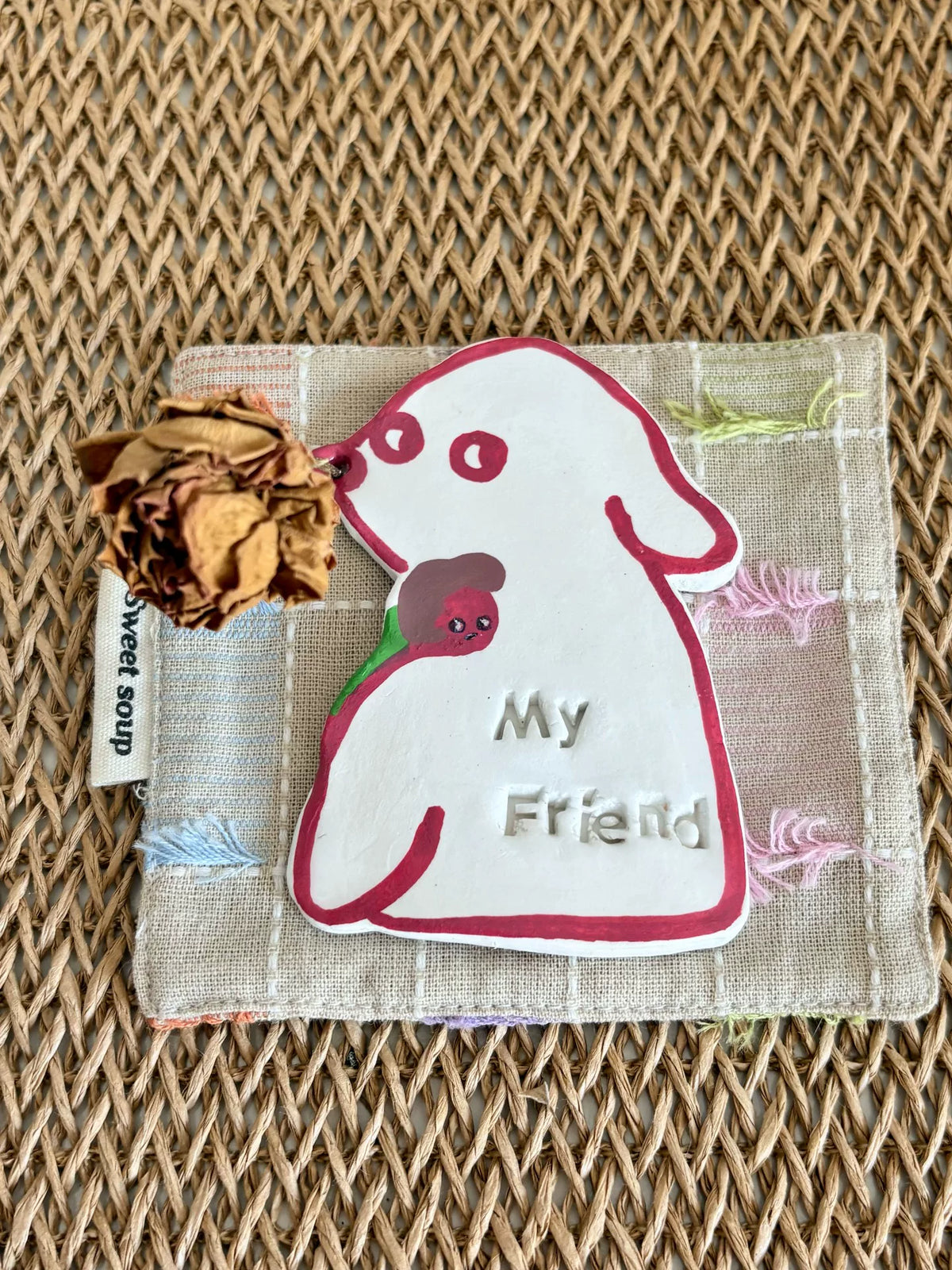 Square Fabric Patch My Friend Cartoon Design