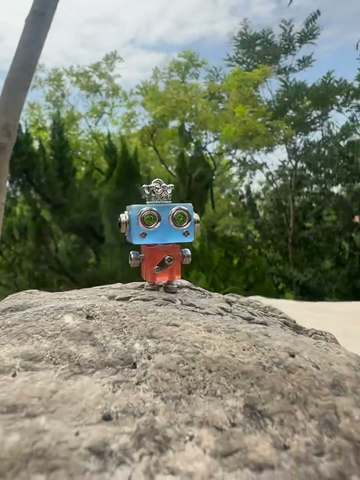 Blue and Orange Robot Pendant Charm