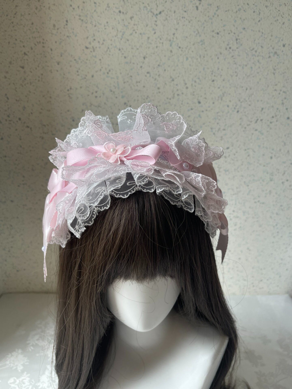 Lolita Pink Lace Headband Handmade Hair Accessory