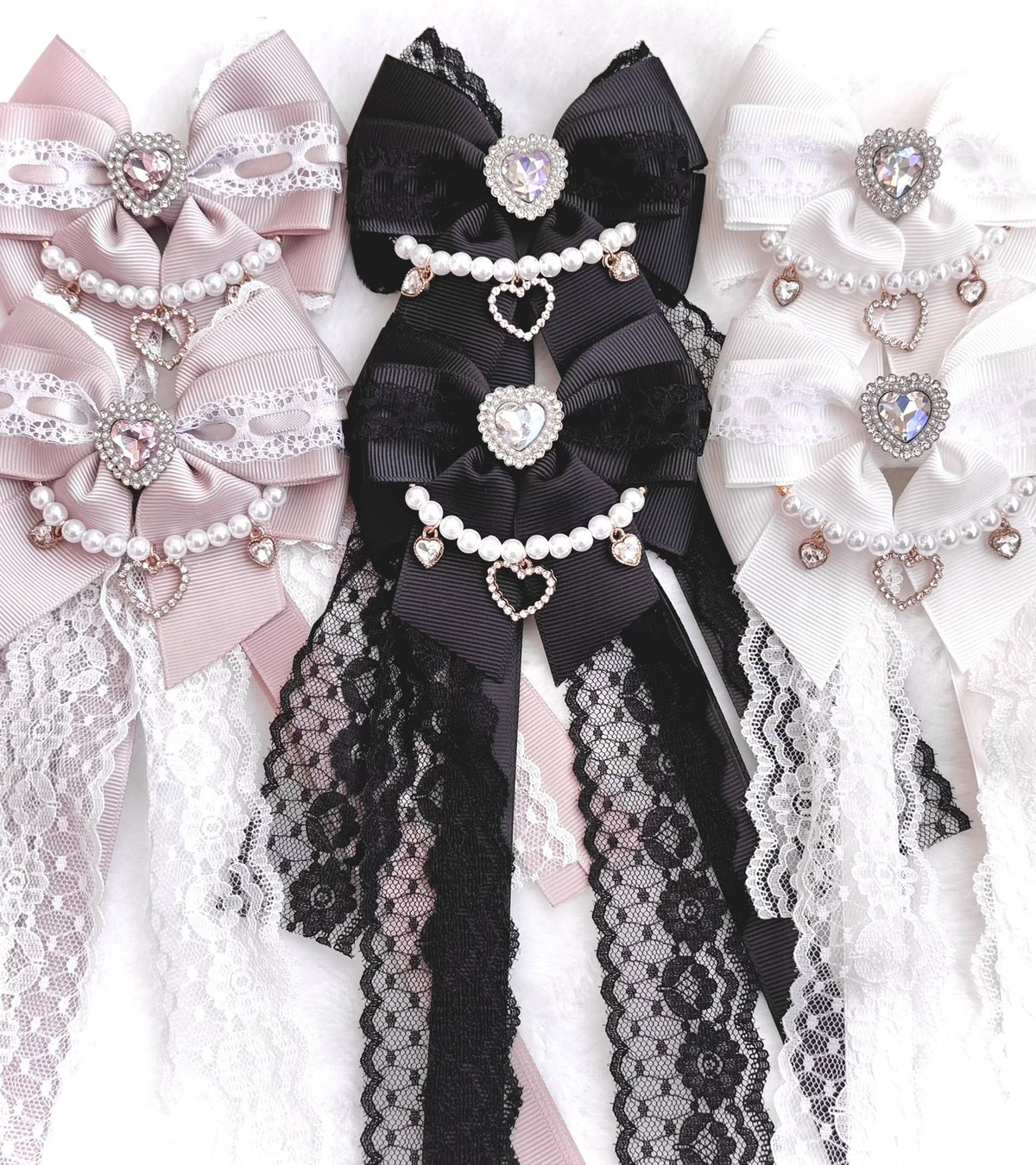 Japanese Lace Bow Side Hair Clips