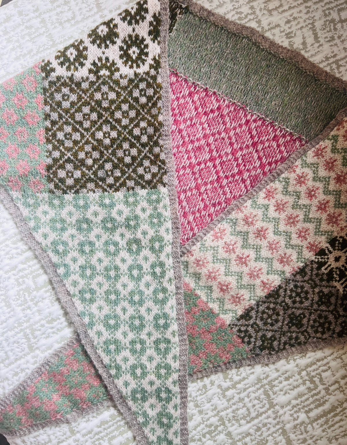 Shetland Jacquard Patchwork Shawl Wool Knit
