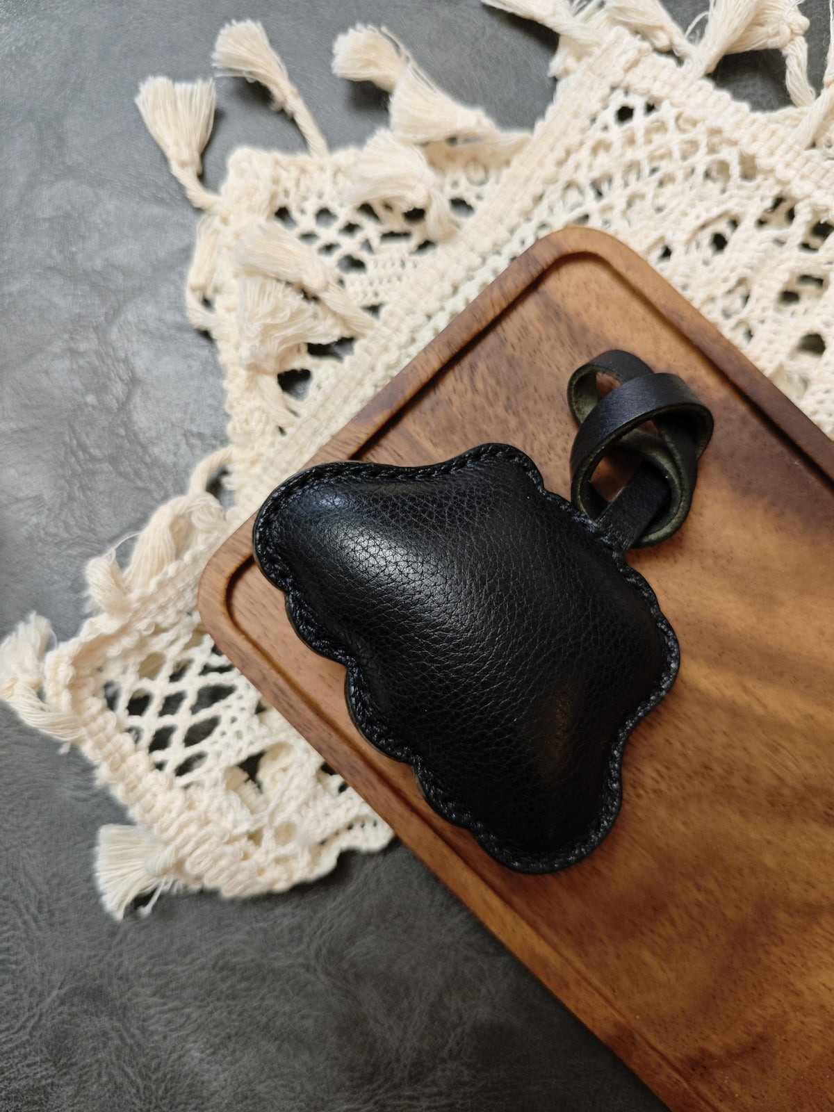 Pumpkin Charm Vegetable Tanned Leather Hand Stitched