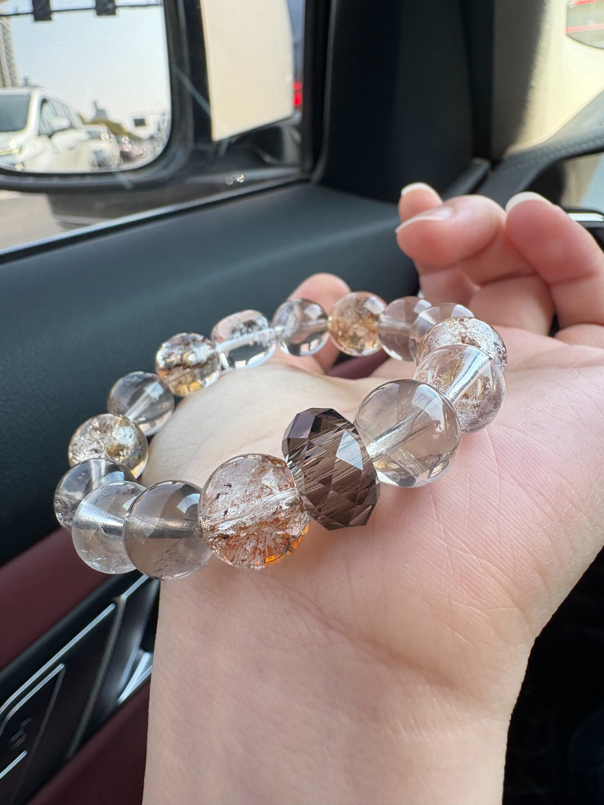Smoky Quartz Gold Foil Crystal Bracelet