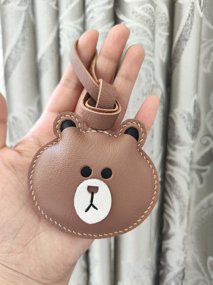Genuine Leather Bear-Shaped Keychain Key Holder