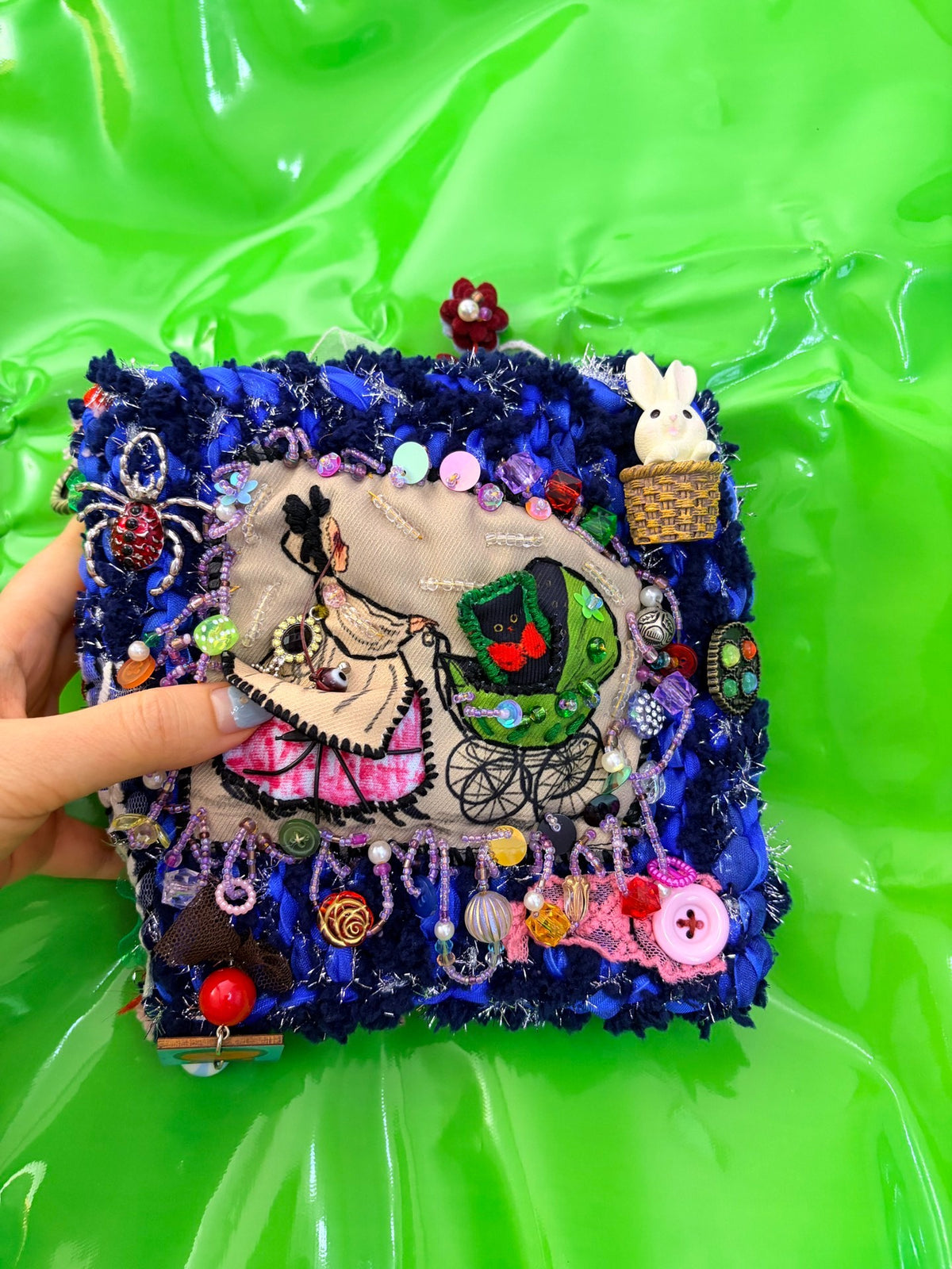 Handmade Yarn Journal Dark Gothic Cat Notebook