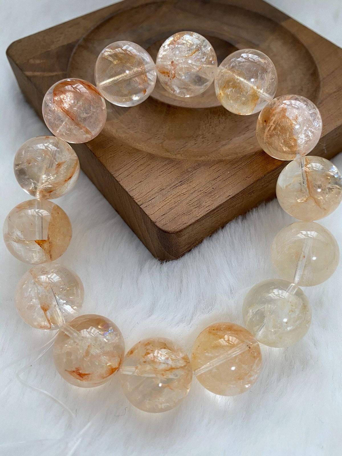 Natural Quartz Crystal Beaded Bracelet 16.5mm